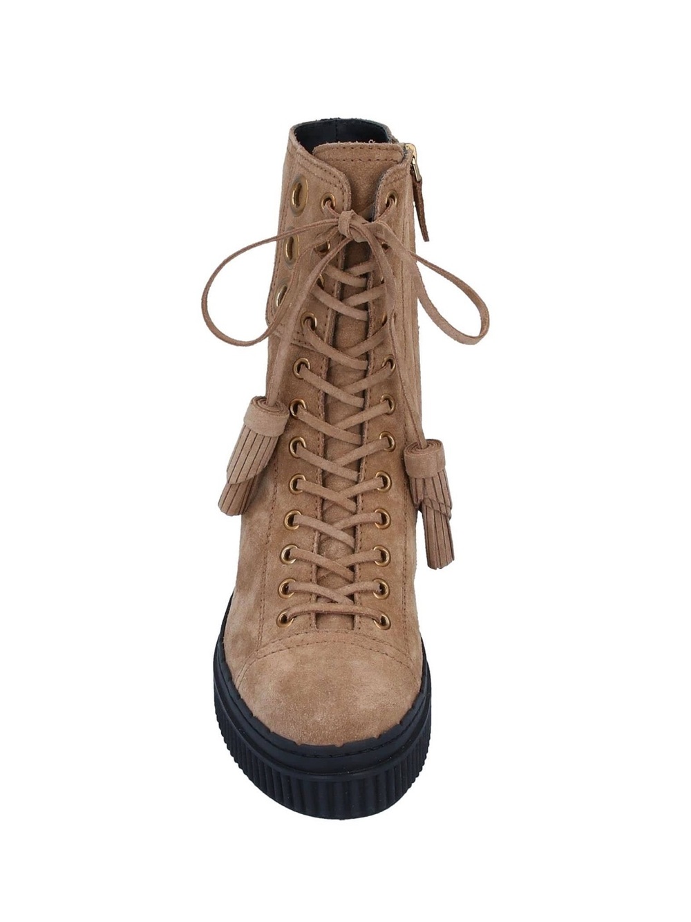 Tod's Suede Lace-Up Platform Ankle Boot in Tan
